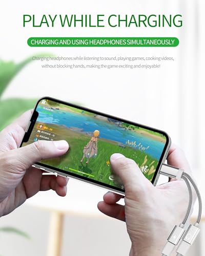 Lightning Adapter(2 in 1) Doppelstecker Kopfhörer Und Laden Klinke für Apple MFI Certified AUX Audio Splitter Charge Headphone Ladekabel Verteiler Handy für iPad Kopfhörerstecker für iPhone 14