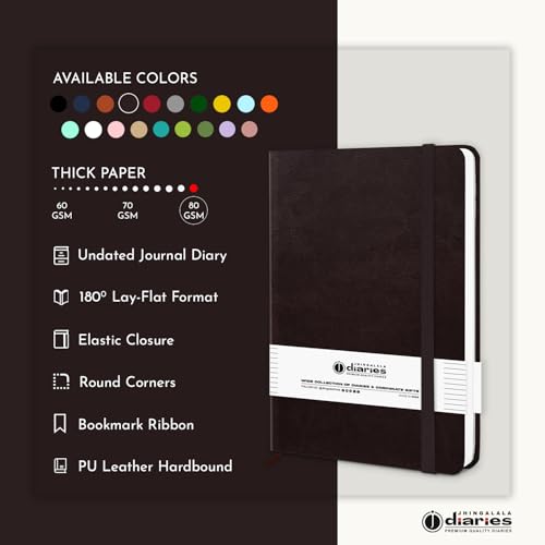 Image of Jhingalala Diaries - Hardbound Leather Cover Pocket Size Corporate Executive Diary Notebook I Pocket Diary For Men and Women I A6 Size I 80gsm Paper I 192 Ruled Pages (Dark Brown)