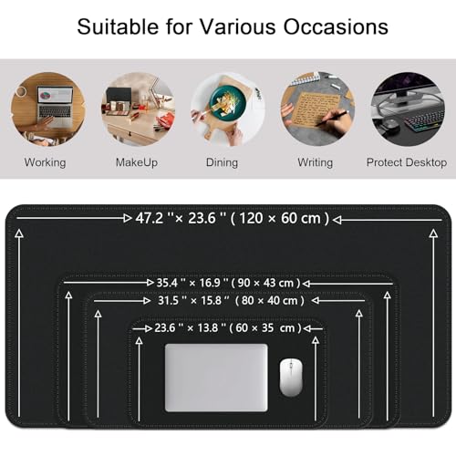 Tapis de bureau maison et décoration moderne, sous-main noir 120cm