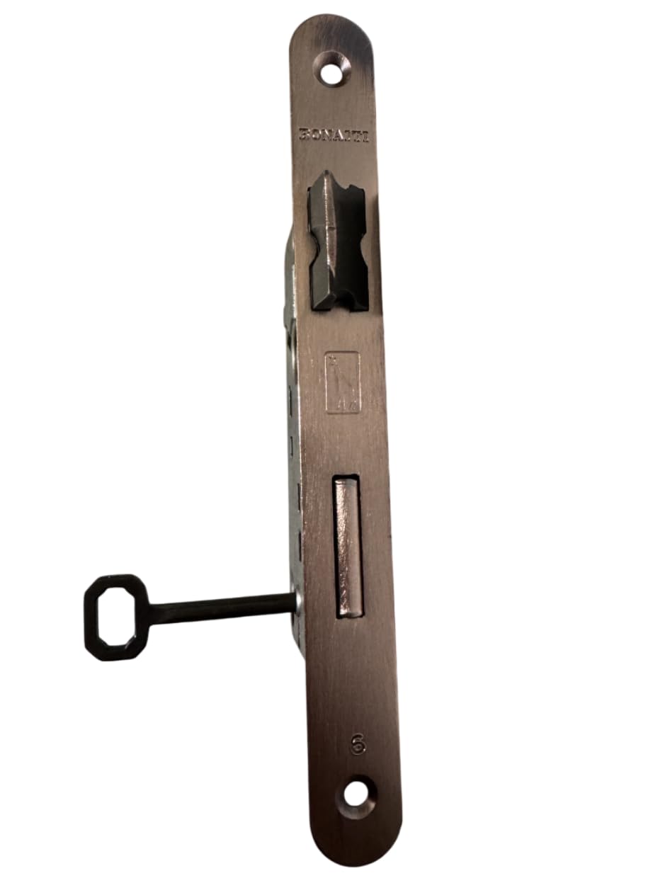 Serratura Bonaiti Giraffa da Infilare per Porta in Legno Entrata 50mm – Bordo Tondo Bronzato, Resistente e Facile da Installare