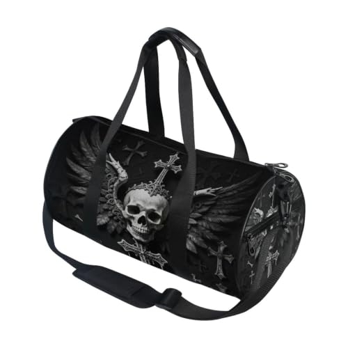 Bolsa de deporte redonda y ligera estilo gótico emo con alas