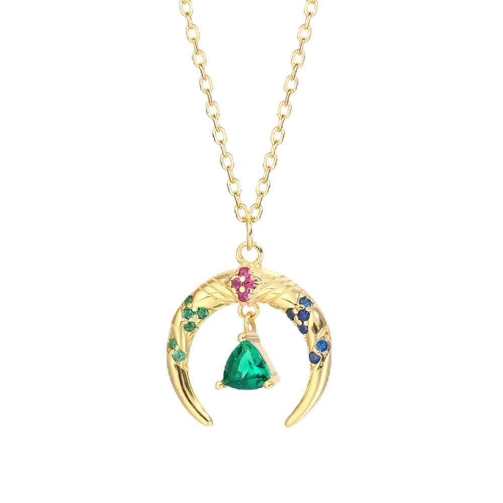 Collier lune et cristal vert le cadeau de mariage idéal
