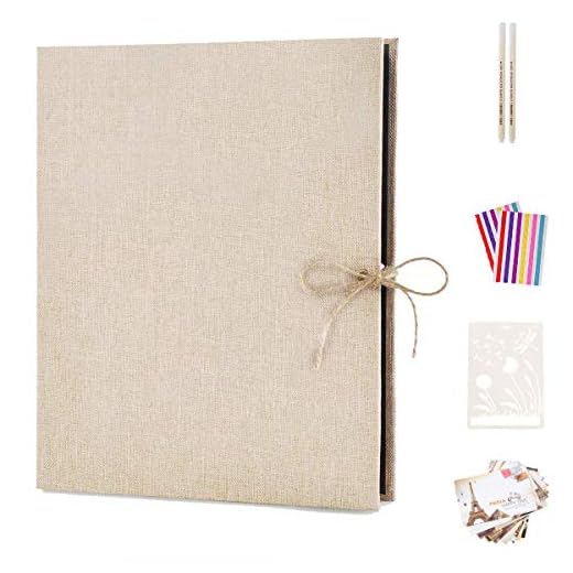 AIOR Album de Fotos Scrapbook, 60 Páginas Negras (30 Hojas), DIY Scrapbooking Album Original para Aniversario de Boda de Oro Cumpleaños Navidad para Mujer Niña Novios Novia Regalos, Blanco