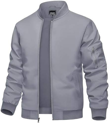 TACVASEN Men's Lightweight Casual Jacket for Spring and Fall, Thin Zip-Up Jacket with Pockets