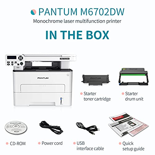 Pantum Monochrome Wireless Laser Printer M6702Dw, Compact All-In-One Multifuanction Printer, Scanner And Copier, Wireless Mobile Print, Scan & Copy, Duplex Printing 32Ppm #TOP7