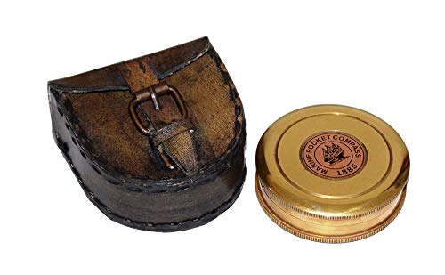 Brújula de bolsillo Marine con poema Robert Frost y estuche de cuero miniatura 3