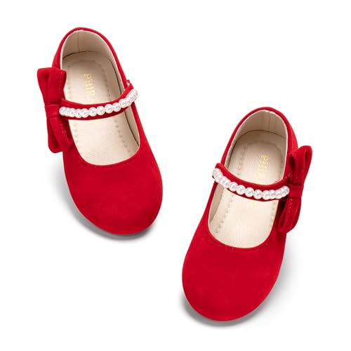 Image of PHIRAMIN Toddler Flower Girl Glitter Dress Shoes Little Girl Ballet Flats Bow Wedding Party