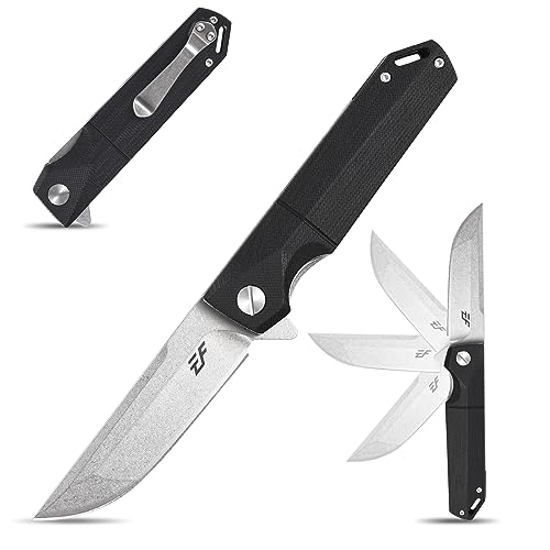 Eafengrow EF71 EDC Flipper Foldable Utility Knife with Liner Lock Classic Tactical Knife Camping, Survival, Outdoor and Indoor Activities. (black) - Eafengrow