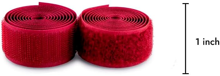 1 inch Red Hook and Loop Tape Sew On Fastener Tape Non-Adhesive 1 Yd Length Hook and Loop Nylon Tape for Fabric for Bags Clothes Shoes Backpacks DIY Craft