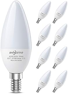 8-Pack E12 LED Bulbs, Ceiling Fan Light Bulbs 60W Equivalent, 2700K Warm White