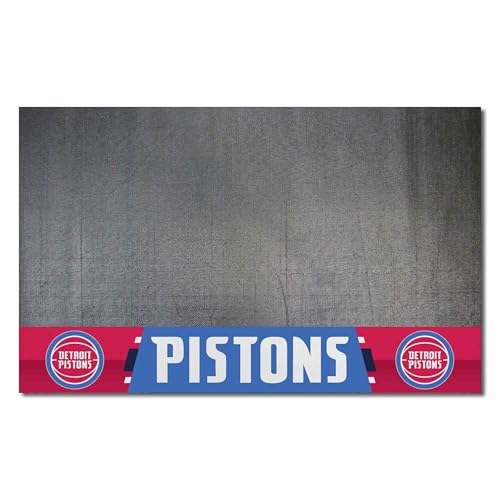FANMATS 14203 Detroit Pistons Vinyl Grill Mat - 26in. x 42in. - Deck Patio Protective Mat | Oil, Flame, and UV Resistant