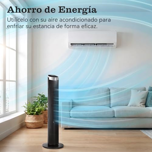 Miniatura 7 de Aigostar Ventilador De Torre Inteligente Con Mando A Distancia, Silencioso, 102 Cm, Pantalla Led, 3 Modos, 3 Velocidades, Temporizador 24 H, Oscilante, Wifi Bluetooth, Control App, Alexa Y Google Home
