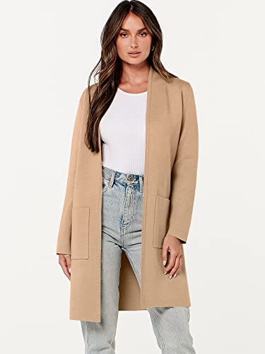Anrabess Cardigan Sweater For Women Casual 2024 Fall Fashion Coat Long Sleeve Open Front Knit Coatigan Outwear Light Camel X-Large thumb #7