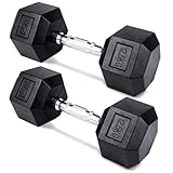 unycos - Mancuernas y Pesas Antideslizantes con Revestimiento de Caucho y Empuñadura Cromada, Disponibles de 12,5 kg con Diseño Anti-Rodadura, Entrenamiento de Fuerza/Fitness (2 und; 12,5 kg)