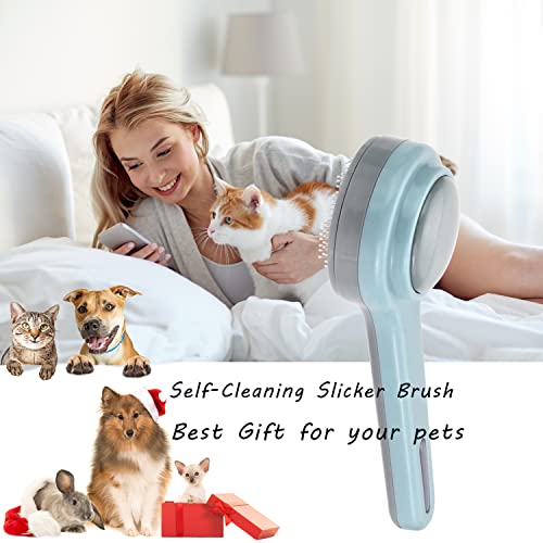 Cat Brush For Shedding, Dog Self Cleaning Slicker Grooming Brushes For Dogs Cats Pet Brush Tool Gently Removes Loose Undercoat Pets Hair Slicker Brush For Pet Massage Cleaning-Easy To Use #TOP5