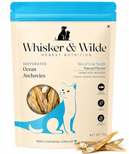 Image of Dehydrated Anchovies | Cat Treats | Natural Taurine & Omega-3 | Heart Health & Silky Coat | Training and Reward | Dental Chew | Human-Grade | No Preservatives | 70g