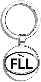 Oval FLL Fort Lauderdale Airport Code (Jet Fly air hub Pilot fl) Metal Round Metal Key Chain Keychain Ring