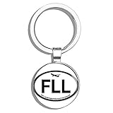 HJ Media Oval FLL Fort Lauderdale Airport Code (Jet Fly air hub Pilot fl) Metal Round Metal Key Chain Keychain Ring