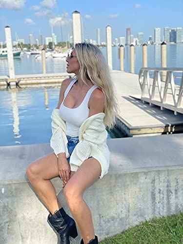 Prettygarden Women’s Solid Color Long Sleeve Cardigan Casual Soft Knit Sweaters Draped Open Front Cardigan Sweaters Coats (White, X-Large, X_L) #TOP7