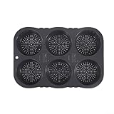 MoSundi Silikon-Backformen-Set für Hamburgerbrötchen, mit 4 und 6 Mulden, antihaftbeschichtetes flexibles Backblech für gleichmäßiges Backen, einfache Reinigung und Aufbewahrung, Schwarz