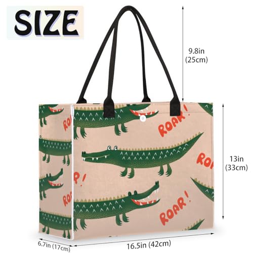 Funny Crocodiles Tote Bag for Women Large Beach Bag Reusable Tote Bags for Work Travel Beach Shopping2