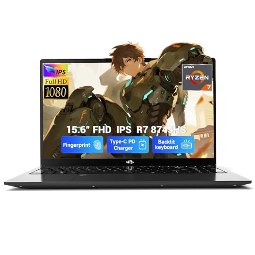NIMO 15.6" IPS FHD-Gaming-Laptop, AMD Ryzen 7 8745HS 16GB DDR5 RAM 512GB SSD Radeon 780M-Graphics (8C/16T, up to 4.9GHz Beat R9 7940HS) Laptop with 100W Type-C Backlit Keyboard Fingerprint
