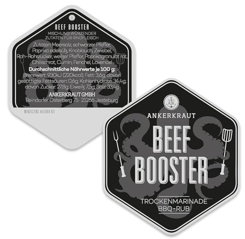 Ankerkraut Beef Booster, Rub Brisket und Steak Gewürz, Gewürzmischung für Fleisch, 230g im Streuer