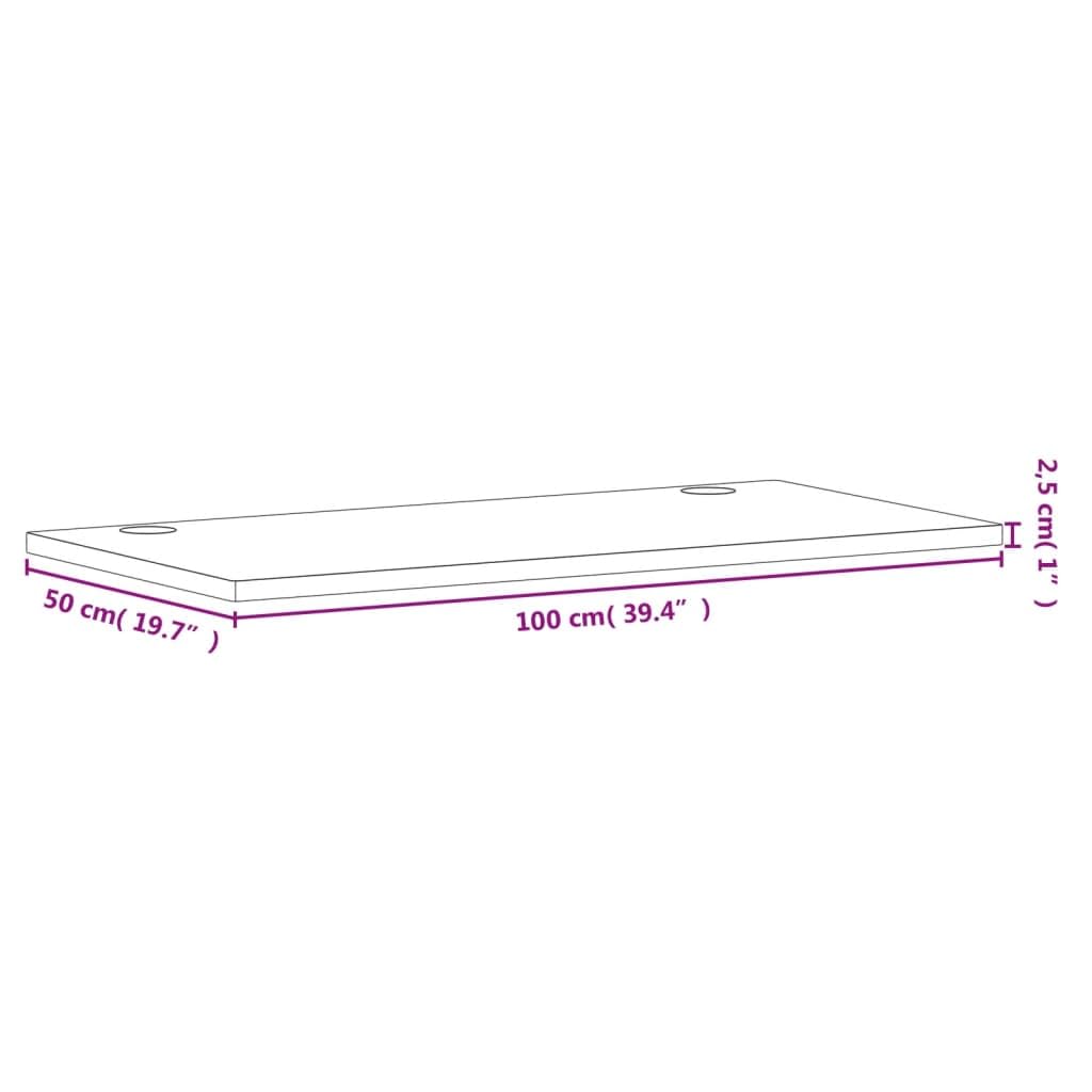 vidaXL Blat do biurka, 100x50x2,5 cm, lite drewno bukowe