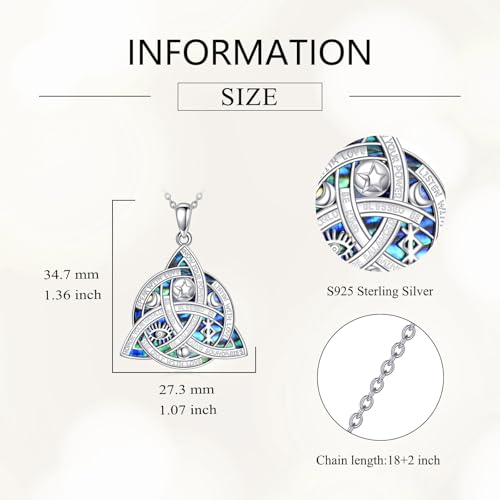Witch Knot/Trinity/Triple Moon Necklace S925 Sterling Silver Protection Jewelry Gifts for Women3
