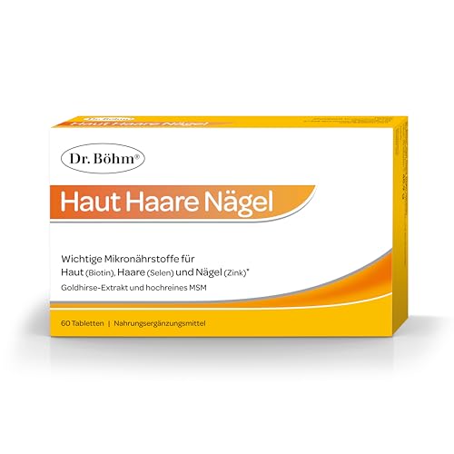 DR. BÖHM Haut Haare Nägel 60 Tabletten - mit Biotin Zink & Selen MSM Silizium aus Goldhirse & Kieselerde laktosefrei glutenfrei