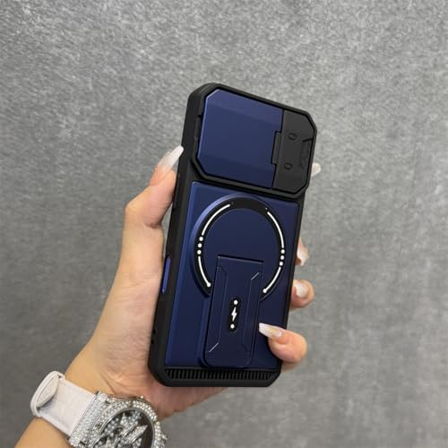 Coque magnétique iPhone 13 Pro Max étui bleu haut de gamme avec béquille intégrée