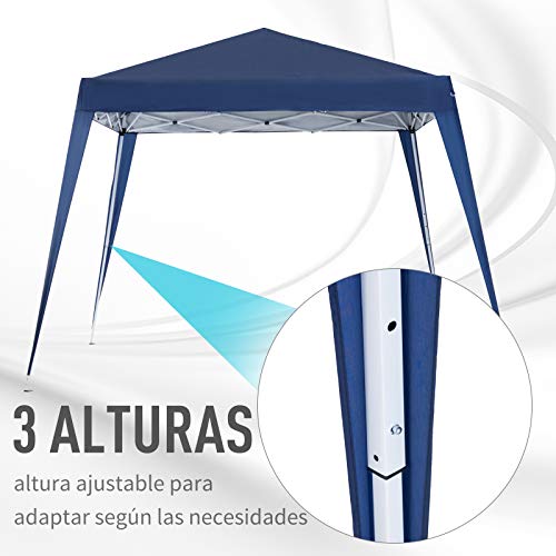 Outsunny Carpa Plegable 3x3 m, Pop-up, Cenador Pabellón de Jardín, Altura Ajustable con Bolsa de Transporte, Anti-UV, Impermeable, Gazebo para Camping, Fiestas, Exterior, Azul - imagen 4