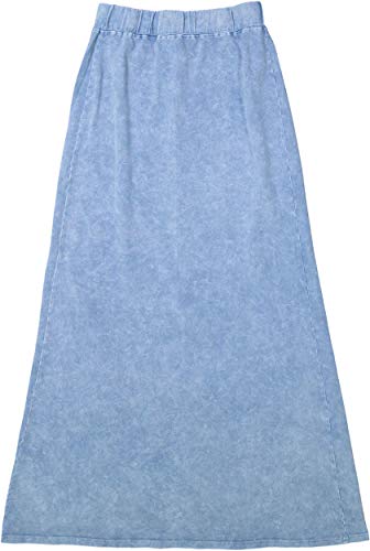 KIKI RIKI Womens Stonewash Flare Maxi Skirt - 41478 - Light Blue, X-Small