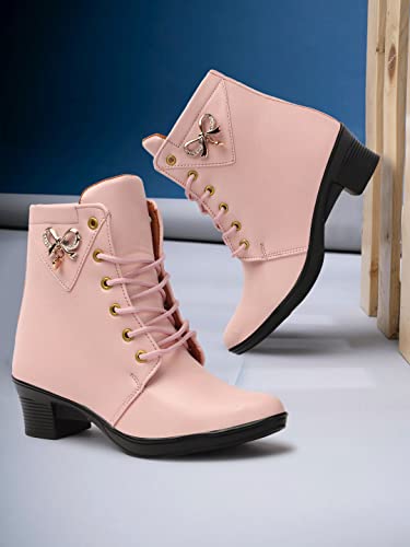 Image of KRAFTER Women's And Girls Classic Winter Suede velvet High heel Boots Casual, Outdoor and Holiday Outings
