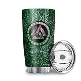 Symbol der nordischen Wikinger Autobecher Edelstahl Reisebecher mit Deckel mit Klappdeckel Kaffeebecher isoliert Thermobecher für Auto White 600ml
