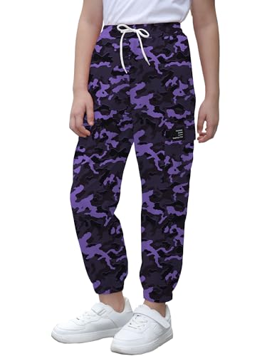 Image of Cromoncent Girls & Womens Camo Print Cargo Pants Outdoor Lightweight Jogger Baggy Pants, 6 Years - XX-Large