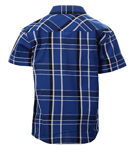 Image of Gioberti Boys Casual Western Plaid Pearl Snap-on Buttons Short Sleeve Shirt