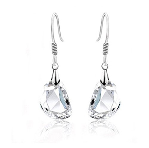 Lily Jewelry Ladies Fshion Concise Design Chic-Orecchini con cristalli Swarovski, a forma di donna, Placcato argento, colore: bianco, cod. lily-362