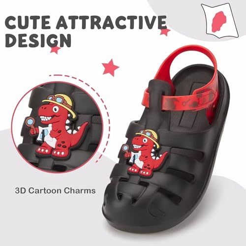 Image of FUNCOO PLUS Boys Girls Sandals Toddler Lightweight EVA Water Shoes Kids Closed Toe Fisherman Sandals Summer Beach Sports Shoes Outdoor