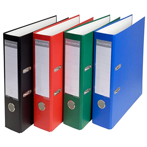 Exacompta 918400B 20er Pack Kunststoff-Ordner 8 cm breit DIN A4 Kunststoffbezug auĂźen Papierbezug innen RĂĽckenschild austauschbar Ringordner Aktenordner Briefordner BĂĽroordner farbig sortiert