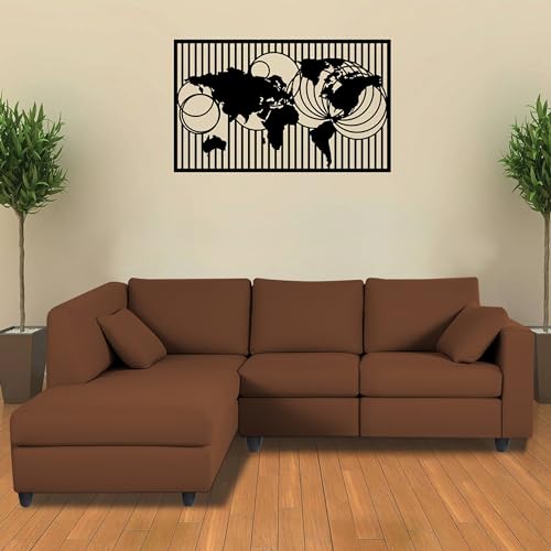 Image of Florian LHS 4 Seater L Shape Sofa Set for Living Room (Brown Fabric) Premium Fabric Sofa