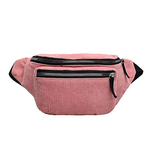 Bauchtasche aus Cord, Bauchtasche für Männer und Frauen, Hüftgürtel für Festival, Sport, Wandern, Laufen, Joggen, Walking Gr. One size, rose Cover