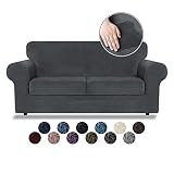 Asnomy Sofas Covers for 2 Cushion Couch Loveseat Cover Velvet Stretch Slipcovers for Dogs Cats ,2 Se