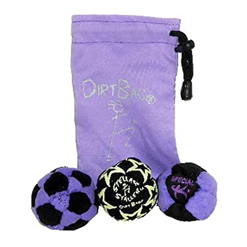 DIRTBAG PT Pro Footbag 2 Pack, Flying Clipper Original Design, Steel Pellet Filled for Maximum Control Handsewn 32 Panel Construction - Yellow/Blue Combo