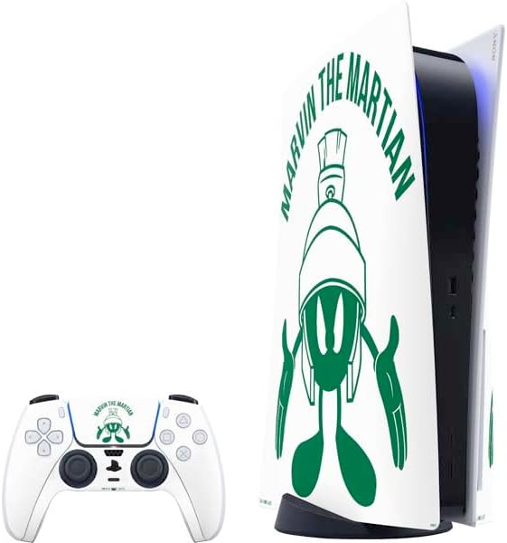 Skinit Decal Gaming Skin Compatible with PS5 Bundle - Officially Licensed Looney Tunes Marvin The Martian Striped Patches Design