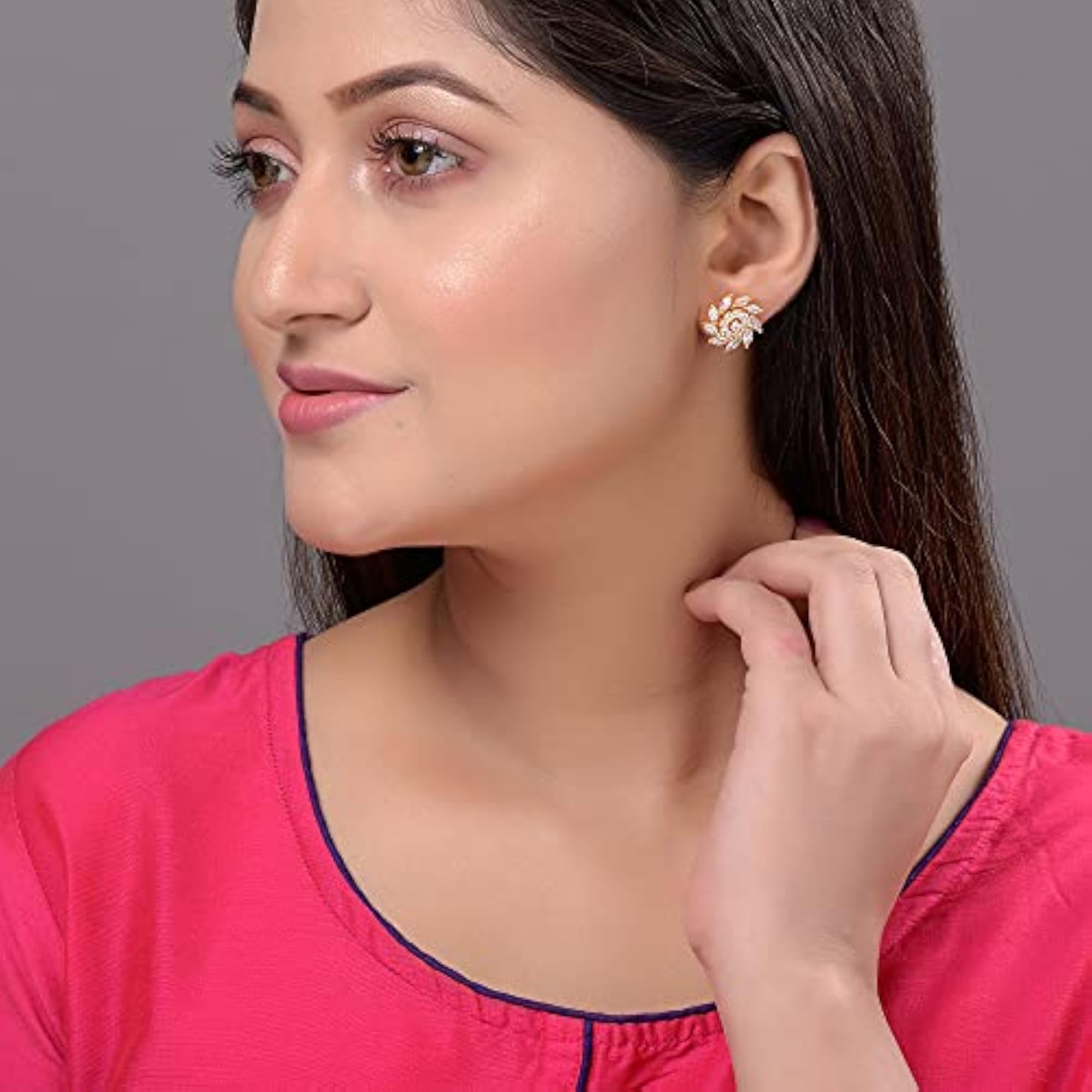 AD Studded Sparkling Star Stud Earrings