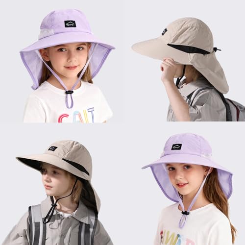 Image of ZOORON Kids Sun Hat with Neck Flap UPF 50+ Beach Hats for Baby Boys Girls