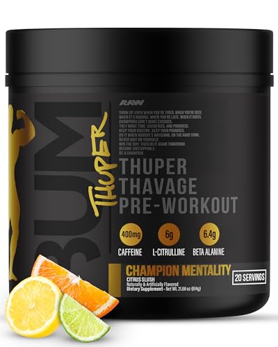 Image of RAW Thuper Thavage Pre Workout Powder - High-Stim Preworkout with Creatine, Beta Alanine, L-Citrulline & Caffeine - Chris Bumstead Gym & Fitness Supplement for Men & Women - Champion Mentality