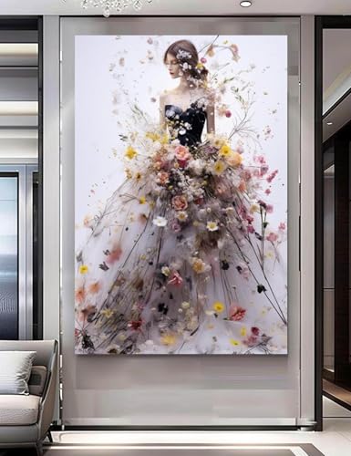 Toile florale de fille au parfum cadre 50x70 cm