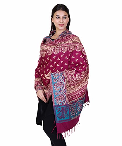 Image of Multicolor Women Bridal Wear|Pure Wool Shawl| Shawl For Women|Size 40*80| Warm Woolen Winters Styles | NY525